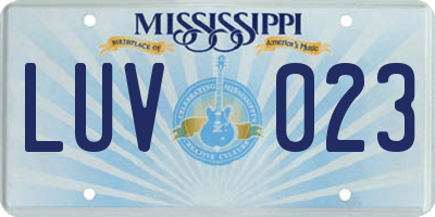 MS license plate LUV023