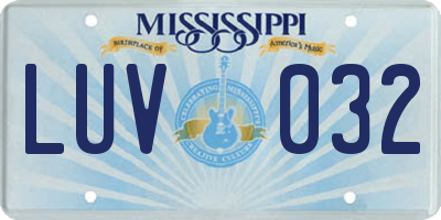 MS license plate LUV032