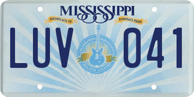 MS license plate LUV041