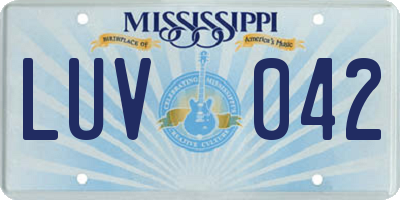 MS license plate LUV042