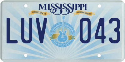 MS license plate LUV043