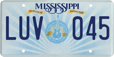 MS license plate LUV045