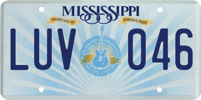 MS license plate LUV046