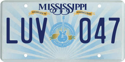 MS license plate LUV047