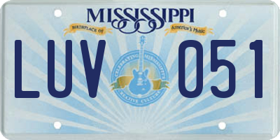 MS license plate LUV051