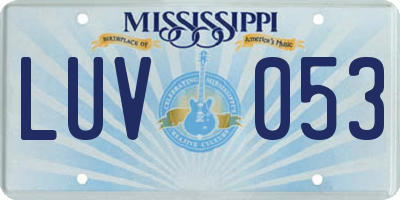 MS license plate LUV053
