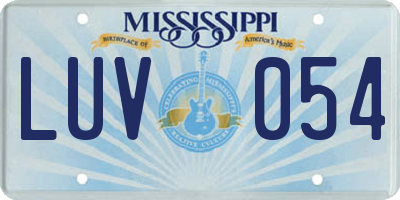 MS license plate LUV054