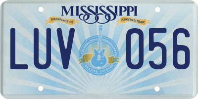 MS license plate LUV056