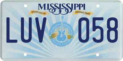 MS license plate LUV058
