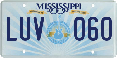 MS license plate LUV060