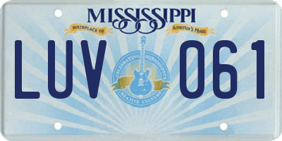 MS license plate LUV061