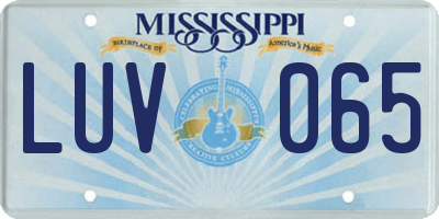 MS license plate LUV065