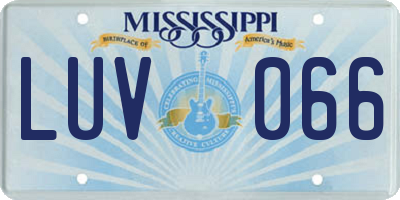 MS license plate LUV066