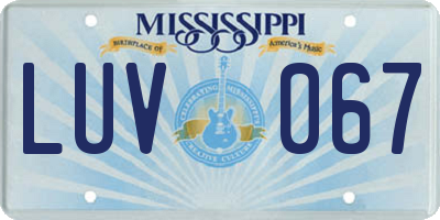 MS license plate LUV067