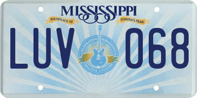MS license plate LUV068