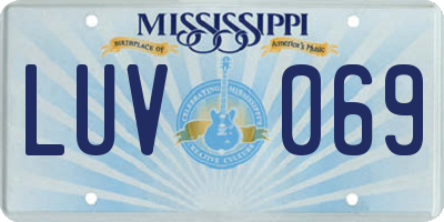MS license plate LUV069