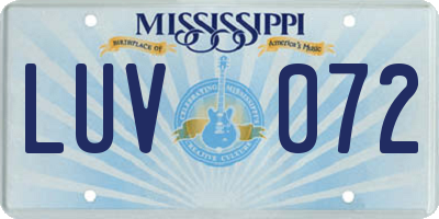 MS license plate LUV072
