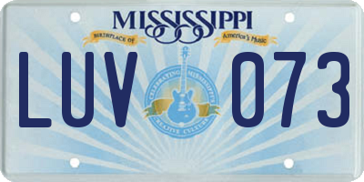 MS license plate LUV073