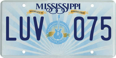 MS license plate LUV075
