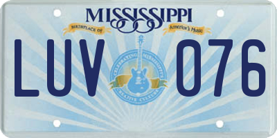 MS license plate LUV076