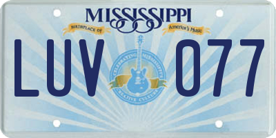 MS license plate LUV077