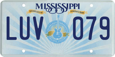 MS license plate LUV079