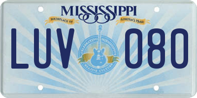 MS license plate LUV080