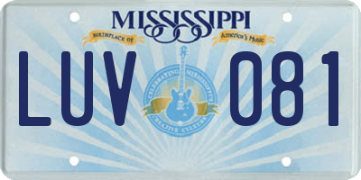 MS license plate LUV081
