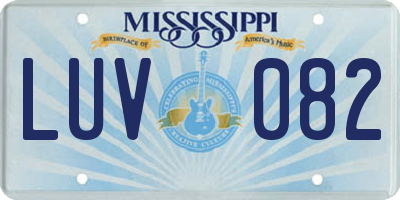 MS license plate LUV082