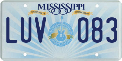 MS license plate LUV083