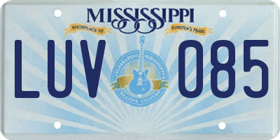MS license plate LUV085