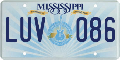 MS license plate LUV086