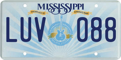 MS license plate LUV088