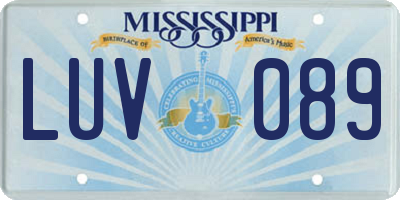MS license plate LUV089
