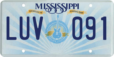 MS license plate LUV091