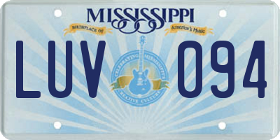MS license plate LUV094