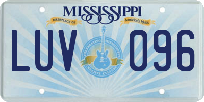 MS license plate LUV096