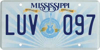 MS license plate LUV097