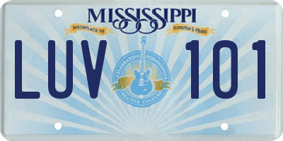MS license plate LUV101