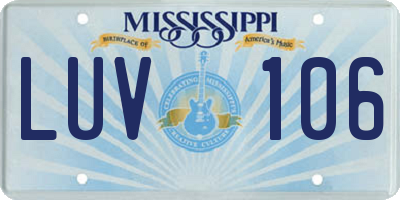 MS license plate LUV106