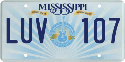 MS license plate LUV107