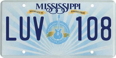 MS license plate LUV108