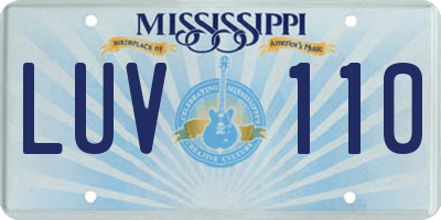 MS license plate LUV110