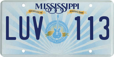 MS license plate LUV113