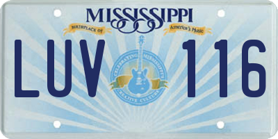 MS license plate LUV116