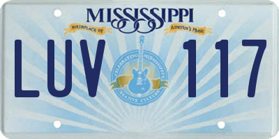 MS license plate LUV117
