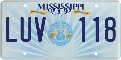 MS license plate LUV118