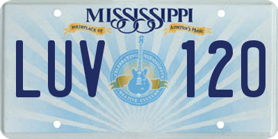 MS license plate LUV120