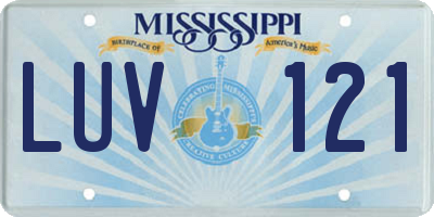 MS license plate LUV121