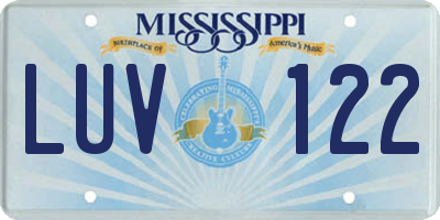 MS license plate LUV122